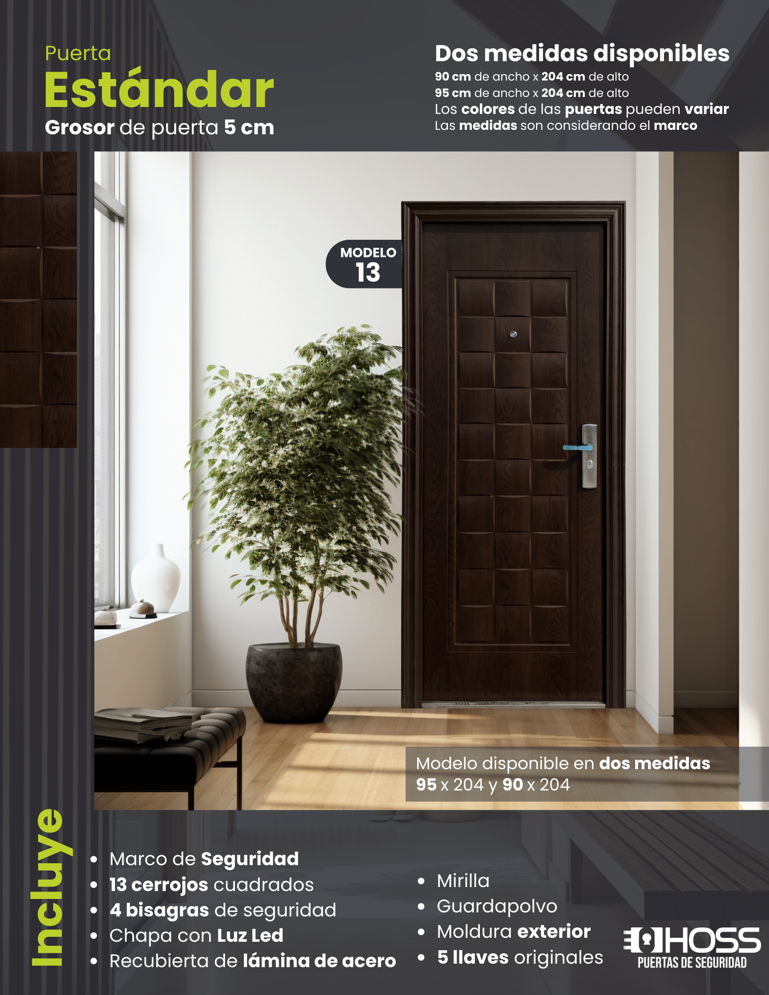 Puertas de Seguridad Modelo Hoss-13 Color Chocolate