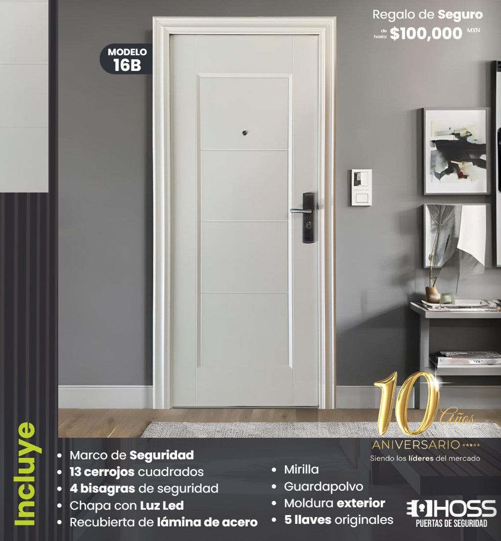 Puerta de Seguridad Modelo Hoss-16b Color Blanco